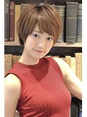 大人可愛い20代30代40代黒髪前下がりショートボブ丸みショートn6