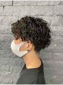 センターパートツイストスパイラル波巻きパーママッシュ