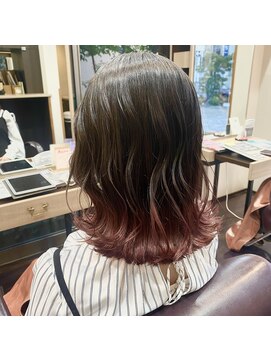 タバ ヘアー トウアン(taba hair touan) 毛先ブリーチ　レッド