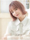 mod's姪浜/ミルクティーピンクフレンチカジュアル外ハネボブb