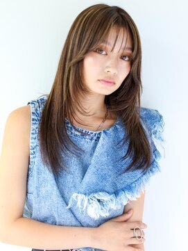 ガリカ 渋谷(Gallica) 大人っぽいストレートセミディ/くびレイヤー/透けカラー