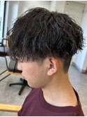 波巻きパーマメンズパーマメンズヘアツーブロックツイストパーマ