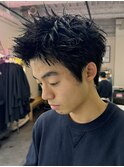 横浜西口スパイキーショートツーブロック刈り上げフェード30代