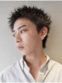 スパイキーショートピンパーマ短髪刈り上げツーブロック