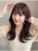 2wayバング 韓国前髪 シースルー ミディアム くびれヘア　顔周り