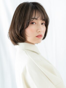 オリーブブラウン丸みボブ韓国ウェットヘアi小山20代30代40代