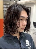 博多メンズパーマルーズパーマシャドウパーマッシュウルフゆるめ