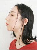 三軒茶屋_レディース_セミロング_ブラック_ウェット_オイル_小顔
