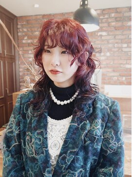 ボコカ(bococa) 【macana指名】ウルフパーマ レイヤーパーマ ボルドー