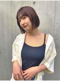 パツボブ_ブルーカラー_ワインレッド_お団子ヘア