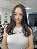 ハイライトカラーミルクティーベージュレイヤーカット
