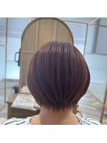 エムコレクション 丸亀店 丸みショート×レッドブラウン