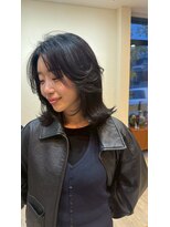 シフト(SHEEFT)&nbsp;レイヤーカットシースルーバングネイビーグレーシルキーベージュ