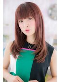 チェリーブラウンで透明感★大人ガーリーストレートc1