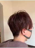 マッシュショートのピンクブラウン