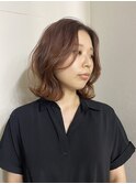 大人レイヤーミディアム色気ヘアオレンジブラウン20代30代赤羽