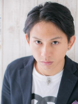 モッズヘアー メン 戸田公園店(mod's hair men) アッシュブラックで旬の七三分けマッシュウェットヘアd戸田公園