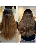 《★髪質改善うる艶水素カラー＋カット★》【before→after】