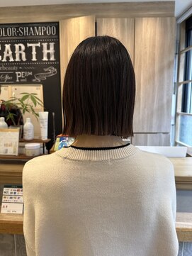 アース 三軒茶屋店(HAIR&MAKE EARTH) 三軒茶屋_レディース_ミディアム_ボブ_ブラウン_切りっぱなし_