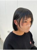 ワンレンボブ前下がりショート内巻きワンカール鎖骨ミディアム