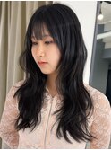 レイヤーカット波巻きヘアハッシュカット縮毛矯正/岸本