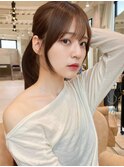 顔周りカット後れ毛くびれヘアアッシュベージュ20代30代【平島】
