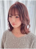 【ChaoMICHI yuika】ピンクブラウン 顔周りカット くびれヘア