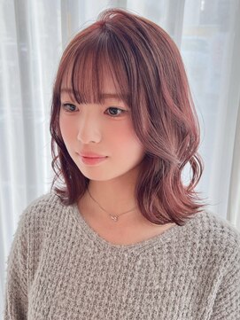 【ChaoMICHI yuika】ピンクブラウン 顔周りカット くびれヘア