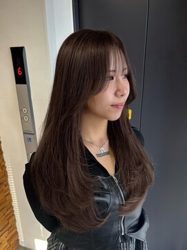 ラピス 横浜(Lapis) Hバタフライレイヤーカットチョコブラウン韓国レイヤー顔まわり