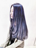 ヘアーライズ 池袋東口店(hair RISE)&nbsp;シャドールーツブリーチ＆ローライトネイビーブルー系ハイライト