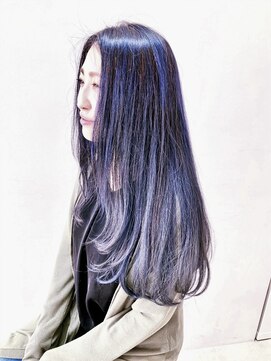 ヘアーライズ 池袋東口店(hair RISE) シャドールーツブリーチ＆ローライトネイビーブルー系ハイライト