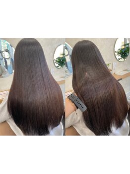 【髪質改善】髪の内部から補修し、髪本来の美しさへ導く―。毛先まで潤う、指通りなめらかな柔らかい質感に