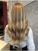 プルエクステ10代20代ブリーチハイライトハニーベージュ