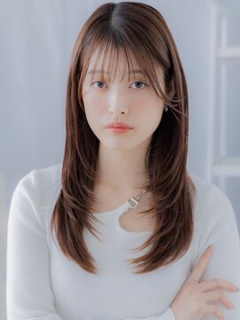 カバーヘア 上尾西口店(COVER HAIR) ミルクティーカラー顔回りレイヤーストレートc7上尾20代30代40代