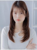ミルクティーカラー顔回りレイヤーストレートc7上尾20代30代40代