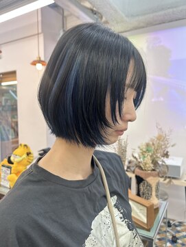 エルム 原宿 表参道(yelm) ブリーチデザインカラーアンブレラカラーブルーボブレイヤー