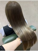 30代40代髪質改善カラーオリーブベージュ大人艶髪ストレート
