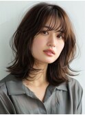 春カラー◎くびれレイヤーミディアムボブ×小顔似合わせカット