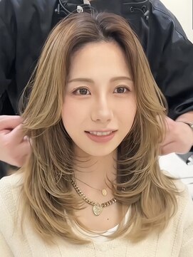 アンダーバーホワイト モデ 富田林店(_WHITE mode) ハイライトカラーミルクティーレイヤーカットダブルカラー