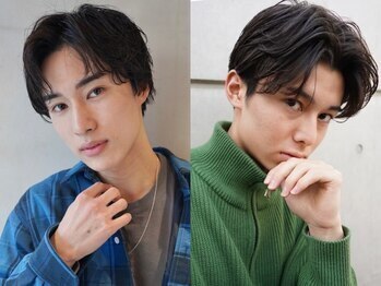 ニコトウキョウ 新宿(nico TOKYO)の写真/メンズに人気のセンターパートで垢抜けよう！曲がる縮毛とフェザーパーマで理想へ♪