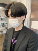◇センターパート ニュアンスパーマ 黒髪 ツーブロック