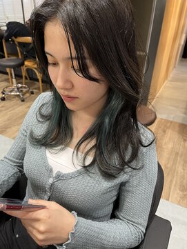 エイト 沖縄豊崎店(EIGHT toyosaki) 【EIGHT 豊崎】お客様スタイル_インナーカラーターコイズブルー