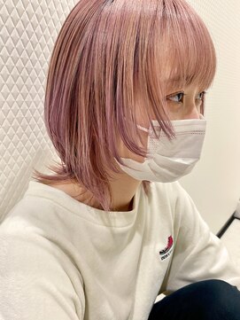 サロンドフィール 永山店(Salon de feel) #ショート#ダブルカラー#サクラベージュ#ウルフカット#外ハネ