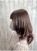 【セミロング】ピンクブラウンカラー