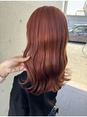 ピレンジ ピンクベージュオレンジ暖色系ゆるふわウェーブロング