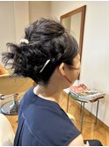 ボブ、ハーフアップ、お呼ばれ、結婚式
