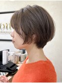 イメチェンショート美髪ワイドバングミディアム縮毛矯正