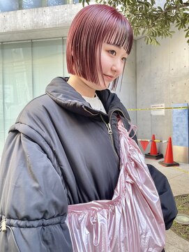 ケンジ 横浜(KENJE) ミニボブ/暖色/ピンクカラー/ローライト/切りっぱなしボブ