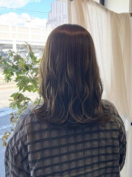 ハロウ 岡山オリーブベージュ透明感カラー髪質改善トリートメント
