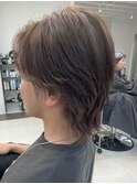 【メンズ】ウルフカット×ワンカラーでフォギーグレージュ